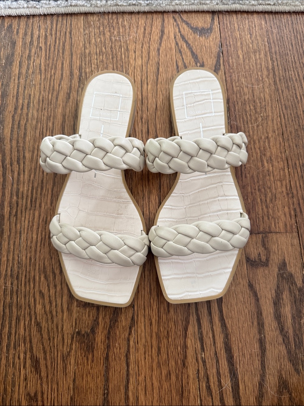 Dolce Vita Cream Braided Double-Strap Slide Sandals
